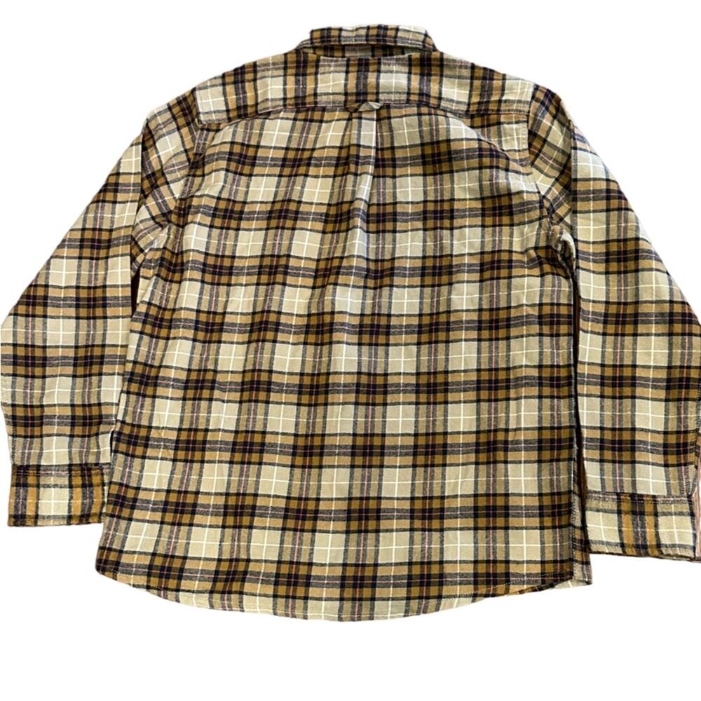 Eddie Bauer Tan Plaid  Mens Large Cotton Flannel Long Sleeve Shirt - Picture 2 of 6
